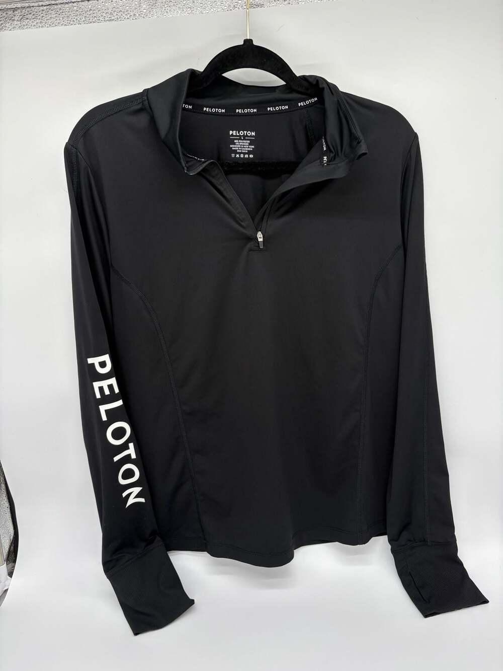 Peloton Quarter Zip Pullover Size L Black Long Sleeve
